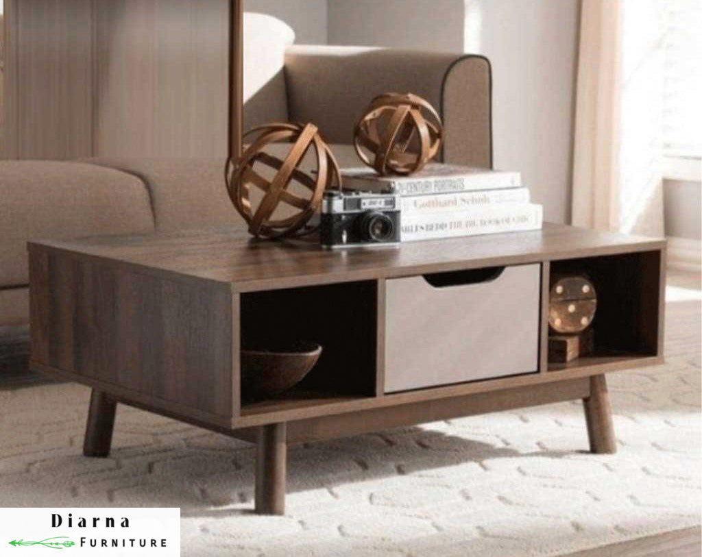 تربيزة قهوة ام دي اف  - بني