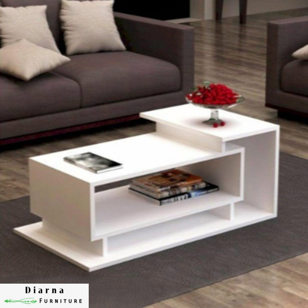 تربيزة قهوة ام دي اف  - ابيض