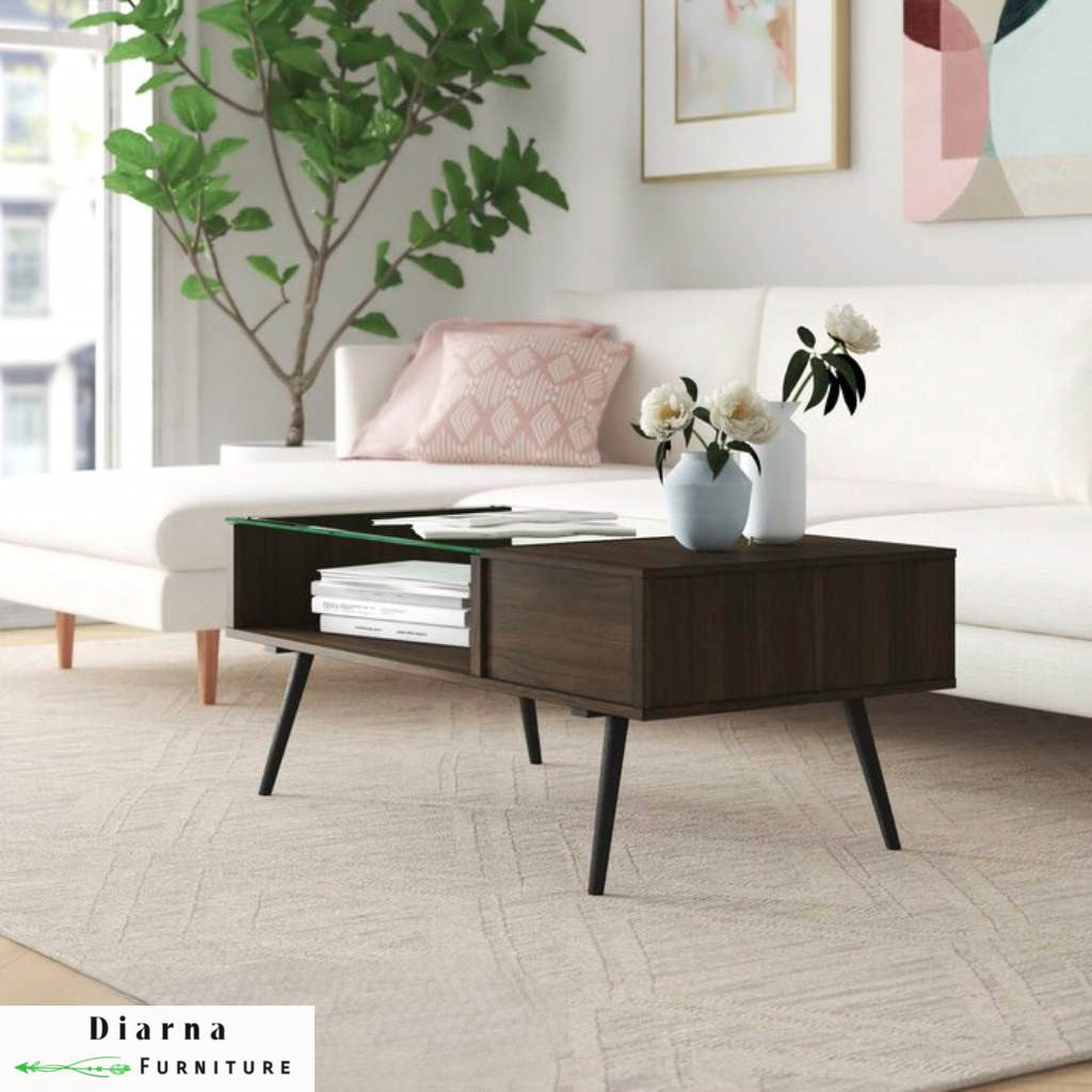 تربيزة قهوة ام دي اف  - بني غامق