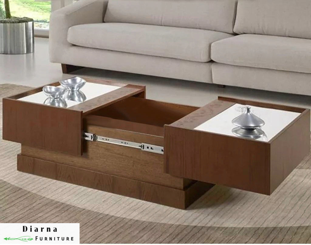 تربيزة قهوة ام دي اف  - بني