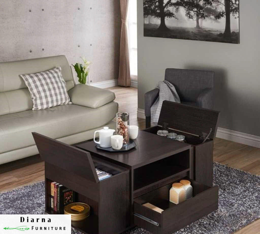 تربيزة قهوة ام دي اف  - بني غامق