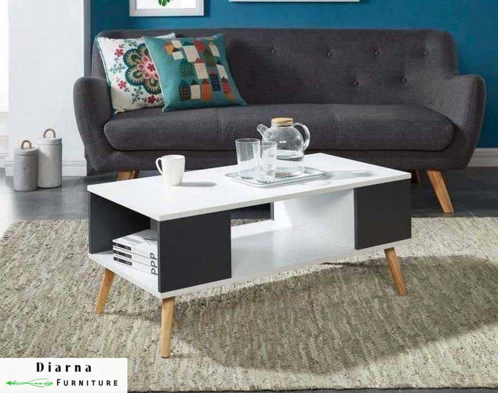 تربيزة قهوة ام دي اف  - ابيض واسود