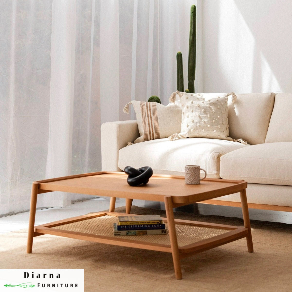 تربيزة قهوة خشب زان وكانيه - بني