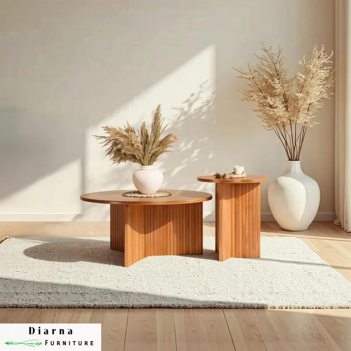 طقم ترابيزت قهوة خشب ام دي اف - بيج