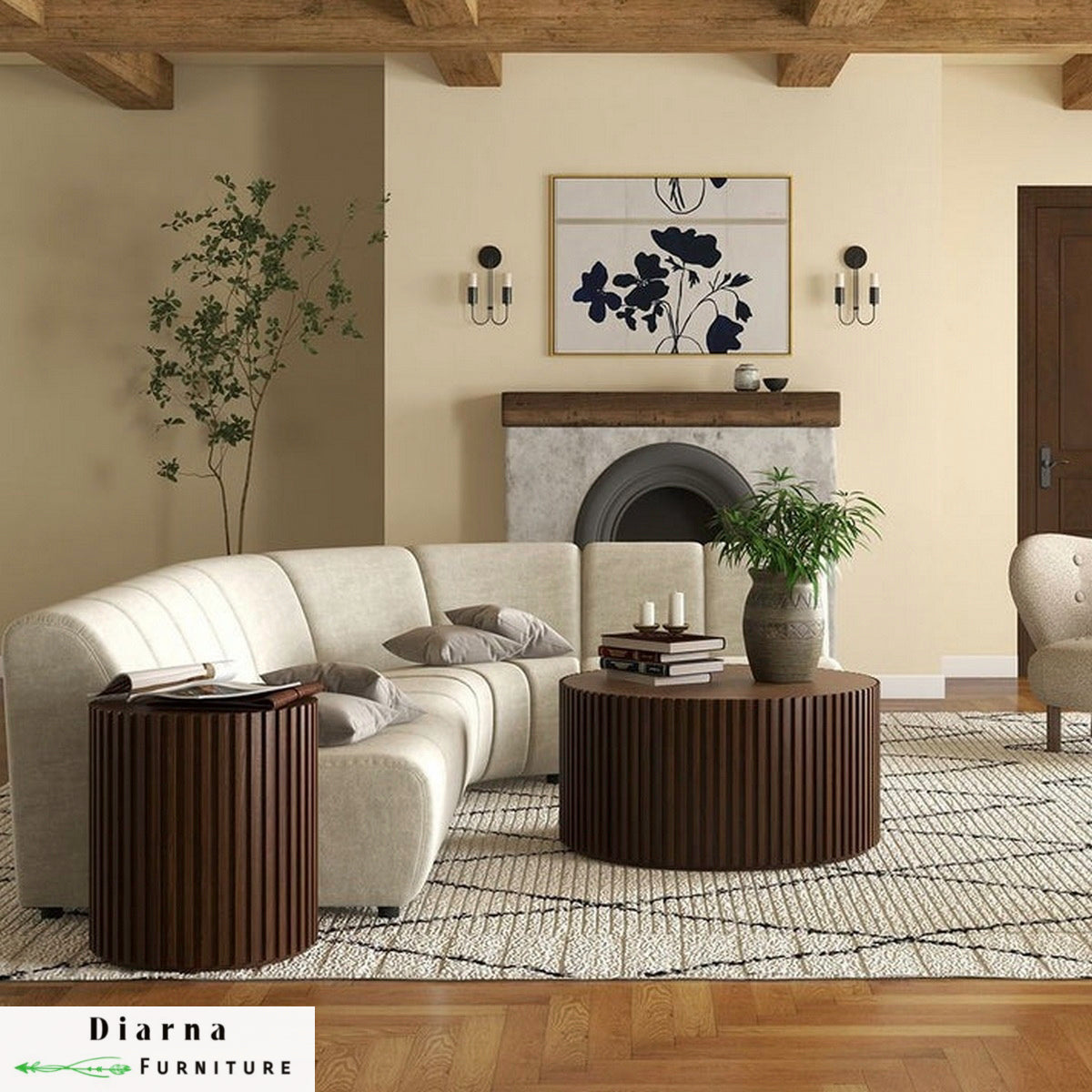 طقم ترابيزت قهوة خشب كونتر - بني