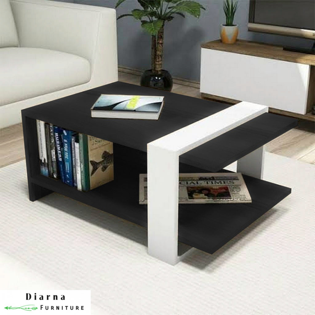 تربيزة قهوة ام دي اف - اسود وابيض