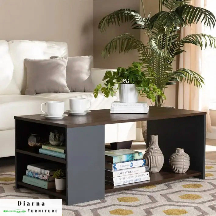 تربيزة قهوة ام دي اف - بني ورمادي