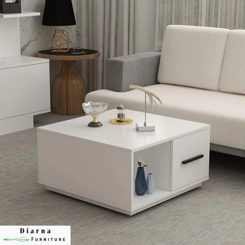 تربيزة قهوة ام دي اف - ابيض