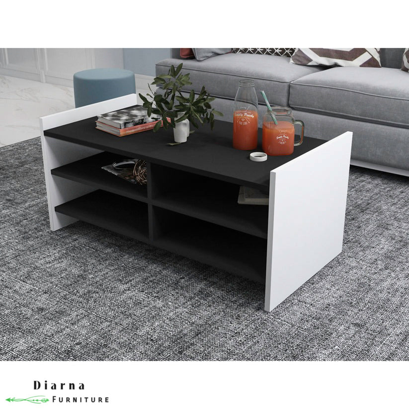 تربيزة قهوة ام دي اف - ابيض واسود