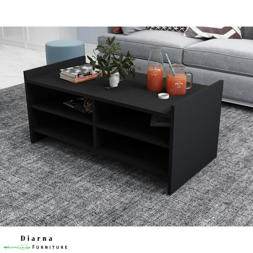 تربيزة قهوة ام دي اف - ابيض واسود