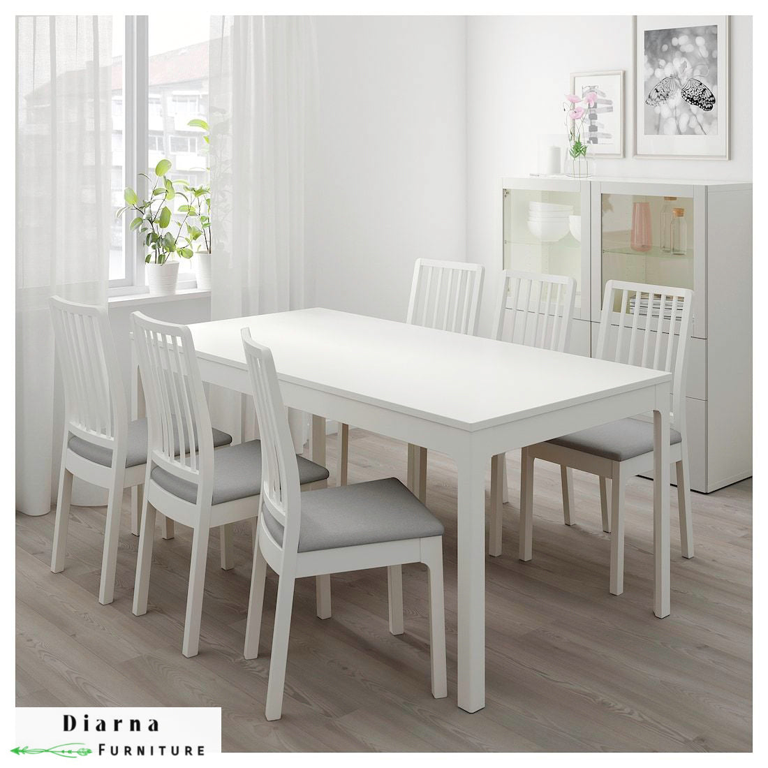 سفره خشب 7 قطع - ابيض