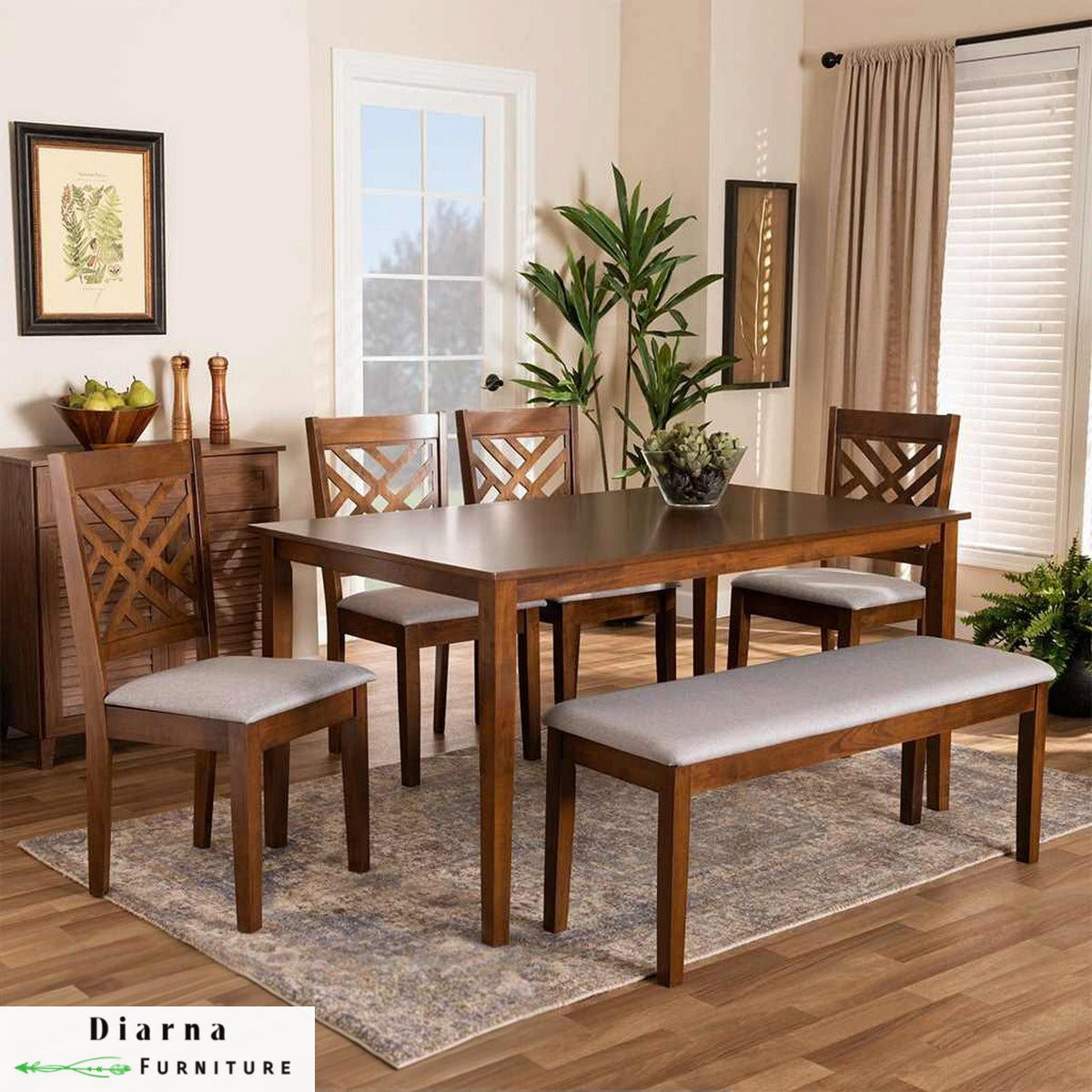 سفره خشب 6 قطع - بني