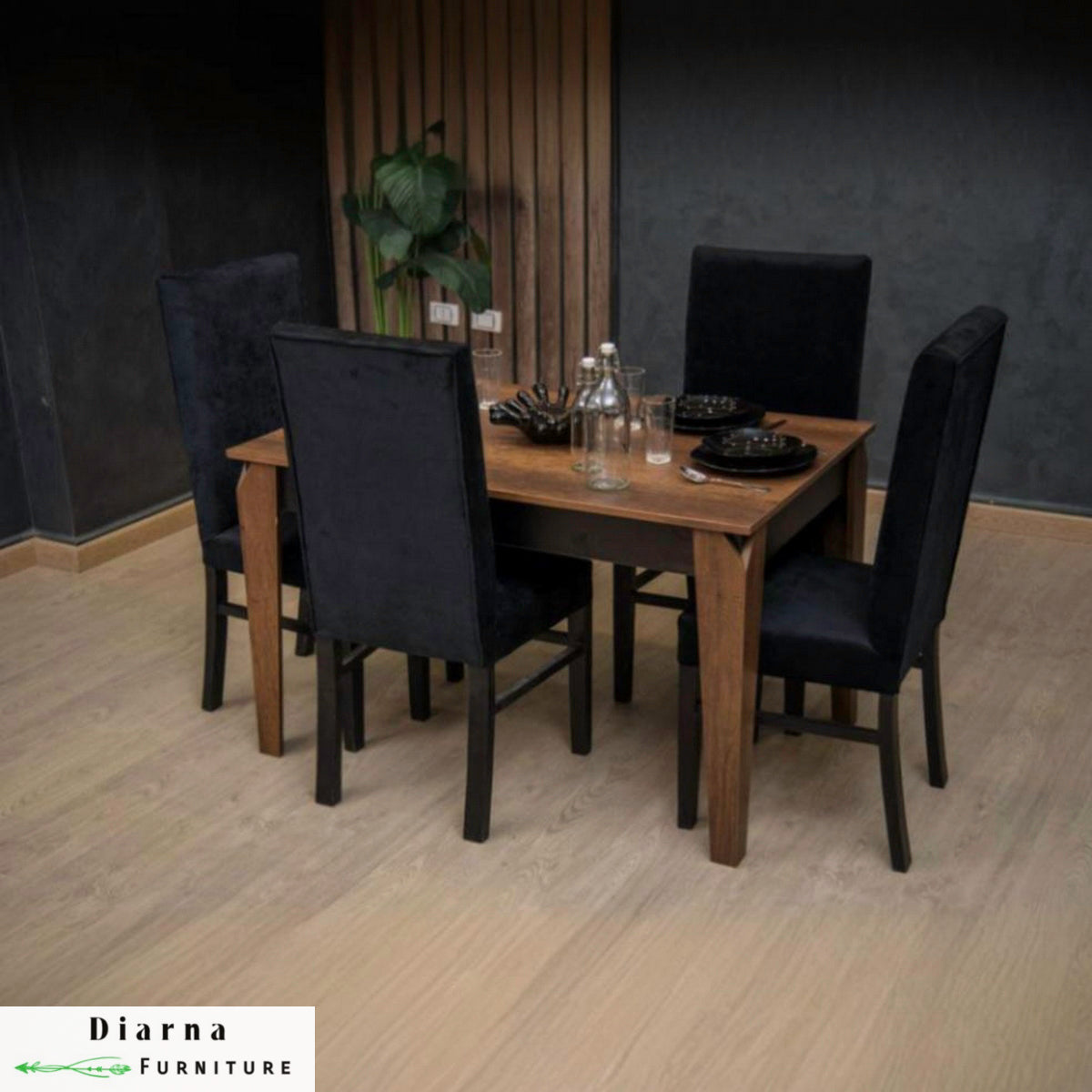 سفره خشب 5 قطع - بني وبيج