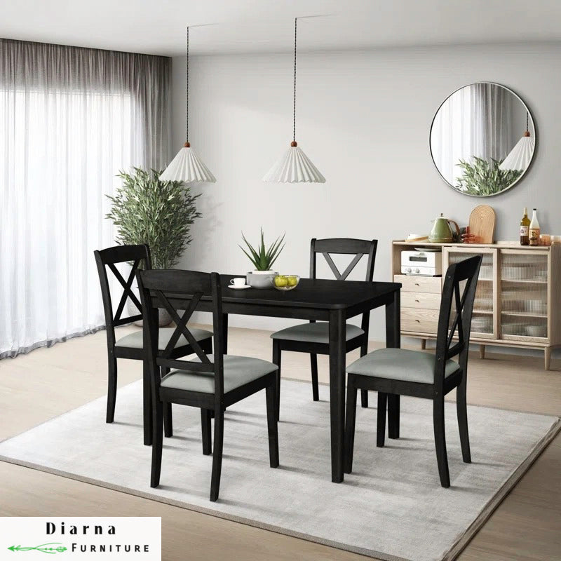 سفره خشب 5 قطع - اسود ورمادي