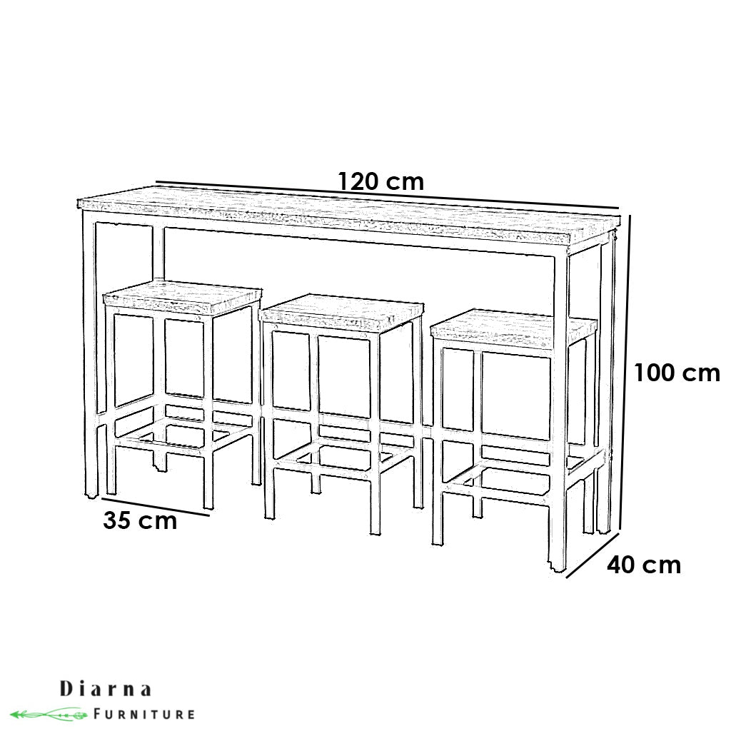 طقم كراسي بار ستيل وخشب ام دي اف 4 قطع -أسود وبيج