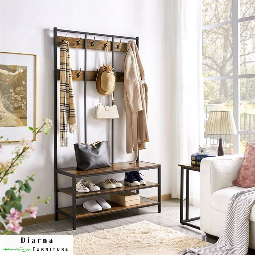 شماعة ستيل وخشب - اسود وبني