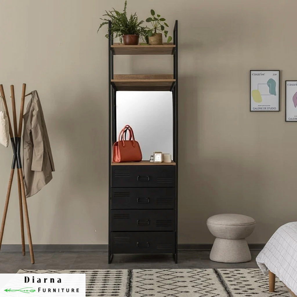 دريسنج ستيل وخشب - اسود وبيج