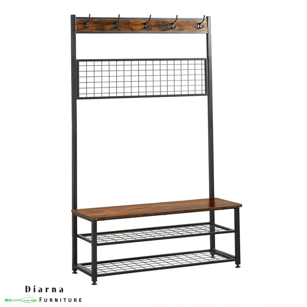 شماعة ستيل وخشب - اسود وبني