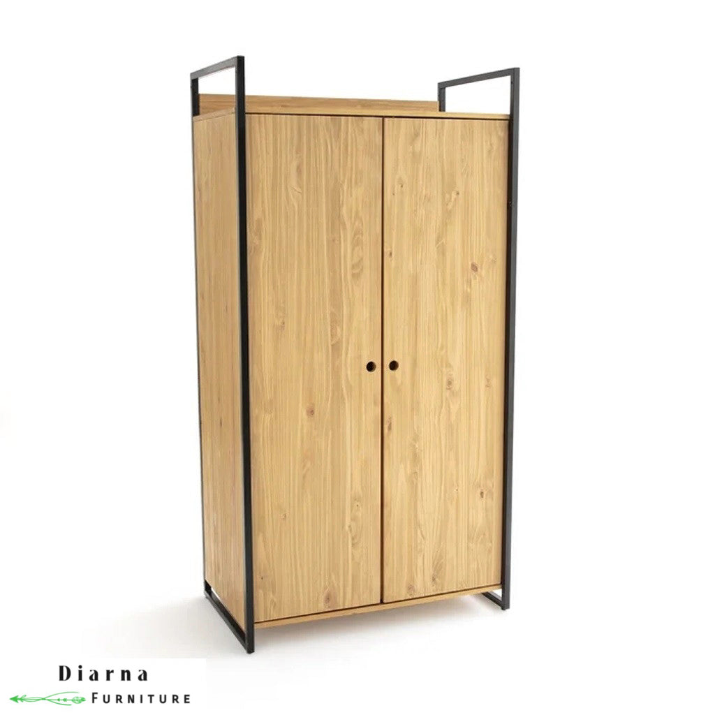 دولاب ستيل وخشب - اسود وبيج