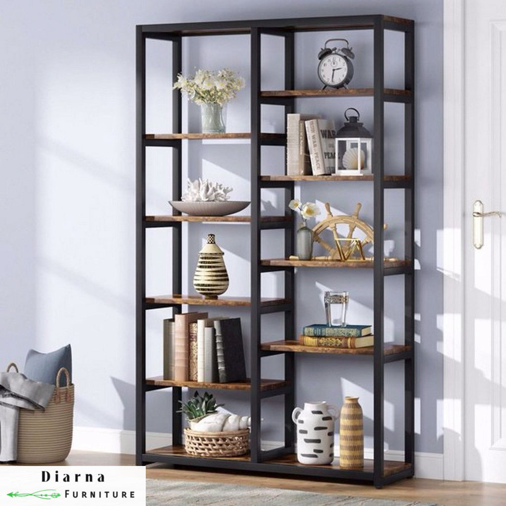 وحدة عرض ستيل وخشب - اسود وبني