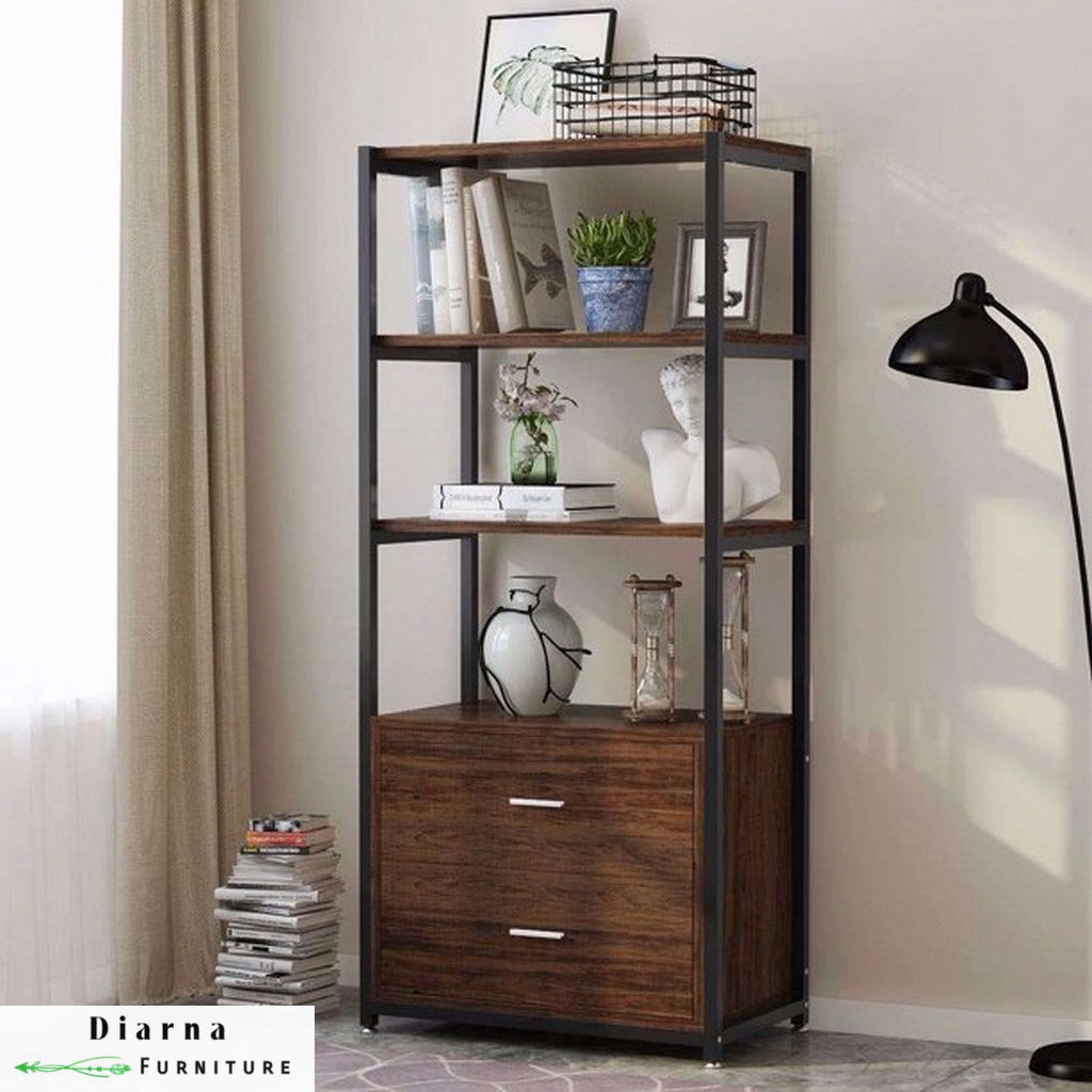 مكتبة ستيل وام دي اف - اسود وبني