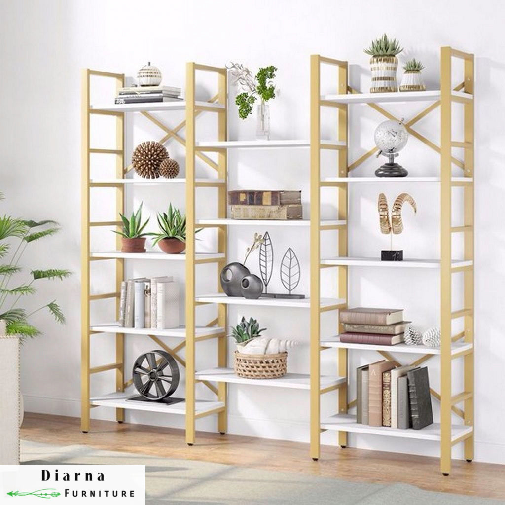 وحدة عرض ستيل ام دي اف - دهبي وابيض