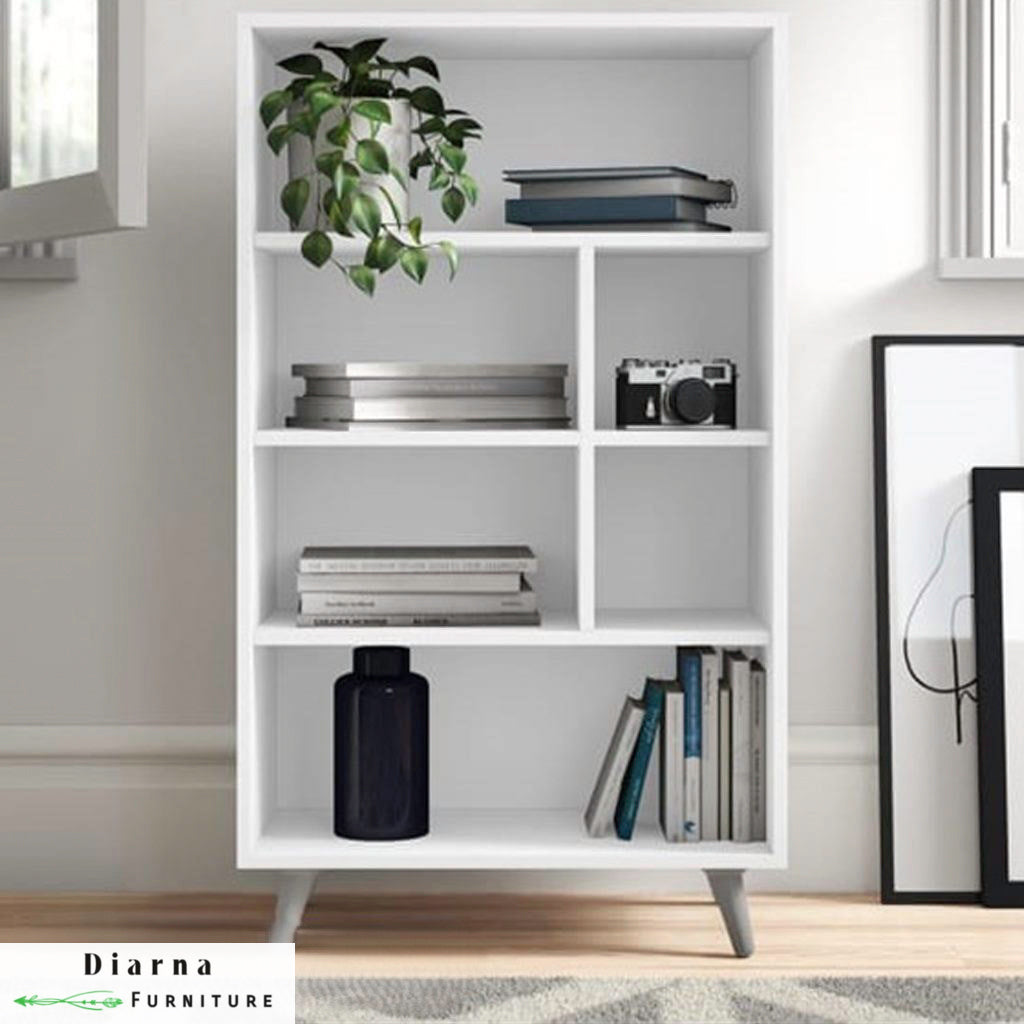 مكتبة ام دي اف - ابيض ورمادي فاتح