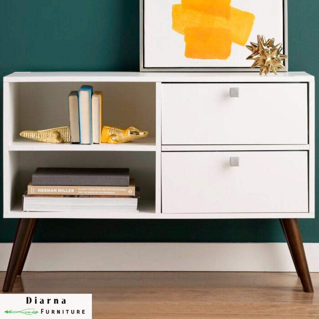 مكتبة ام دي اف - ابيض وبني