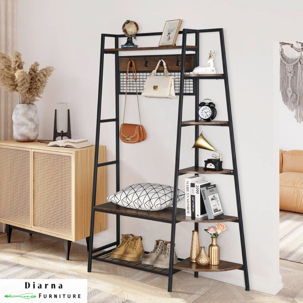 وحدة عرض ستيل وخشب - اسود وبني