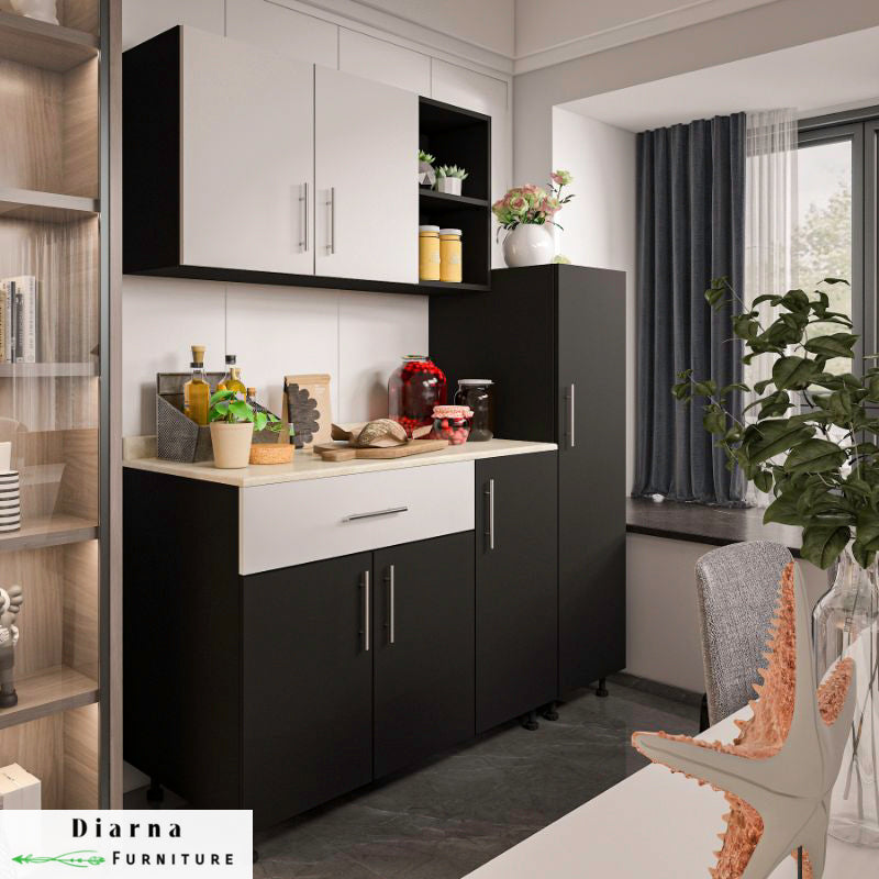 وحدة تخزين مطبخ 3 قطع - اسود وابيض