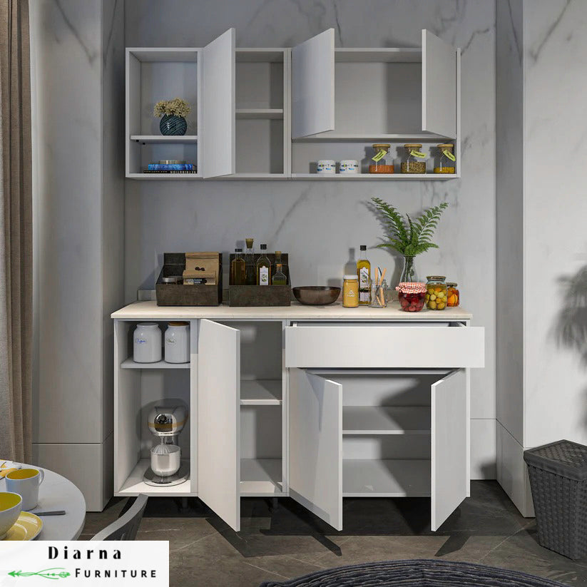 وحدة تخزين مطبخ قطعيتن - ابيض