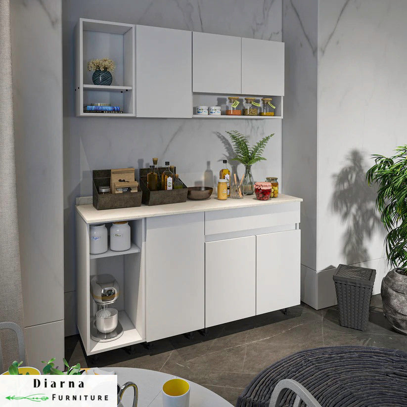 وحدة تخزين مطبخ قطعيتن - ابيض