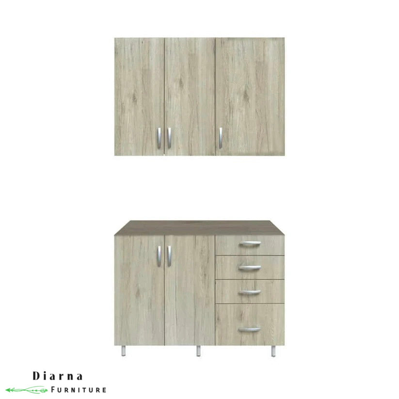 وحدة تخزين مطبخ قطعتين - بيج