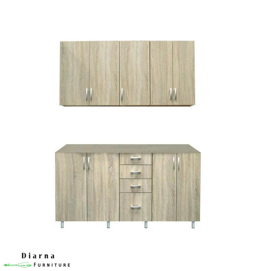 وحدة تخزين مطبخ قطعتين - بيج