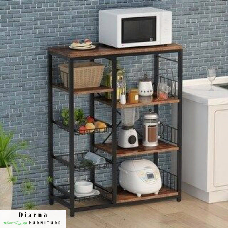 وحدة تخزين مطبخ ستيل - بني واسود