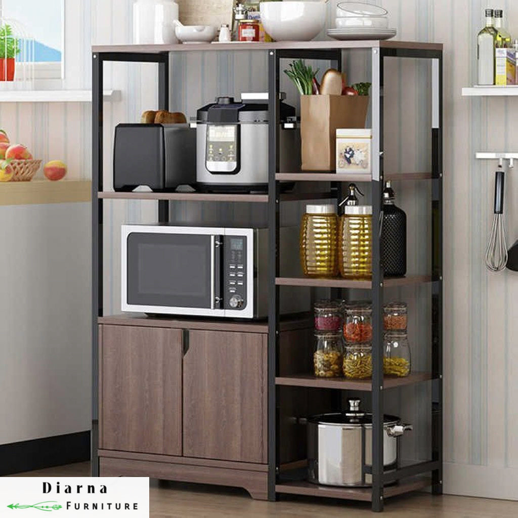 وحدة تخزين مطبخ ستيل - بني واسود