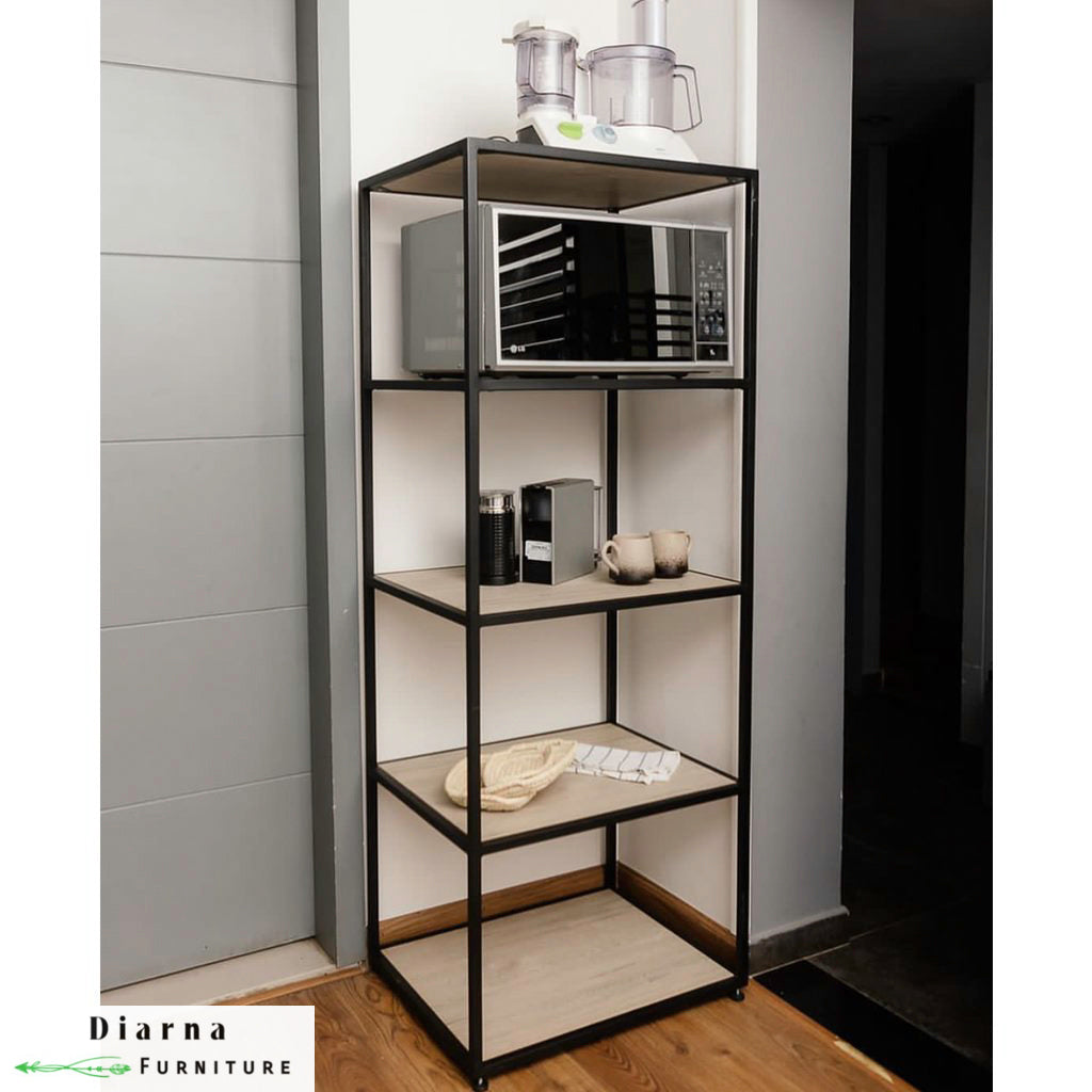 وحدة تخزين مطبخ ستيل - بيج واسود