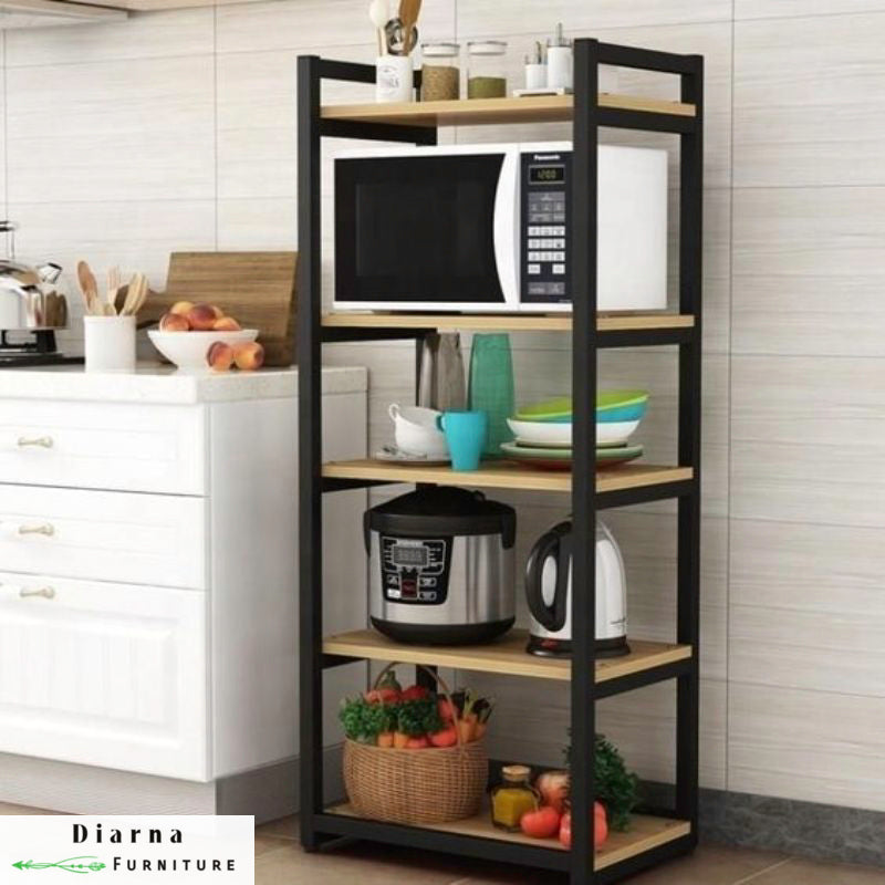 وحدة تخزين مطبخ ستيل - اسود وبيج