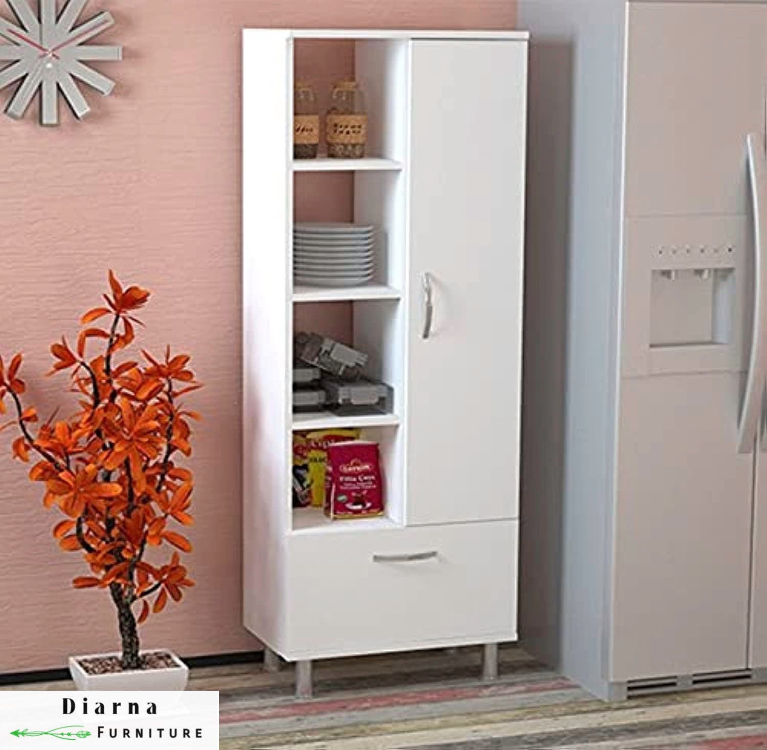 وحدة تخزين مطبخ - ابيض