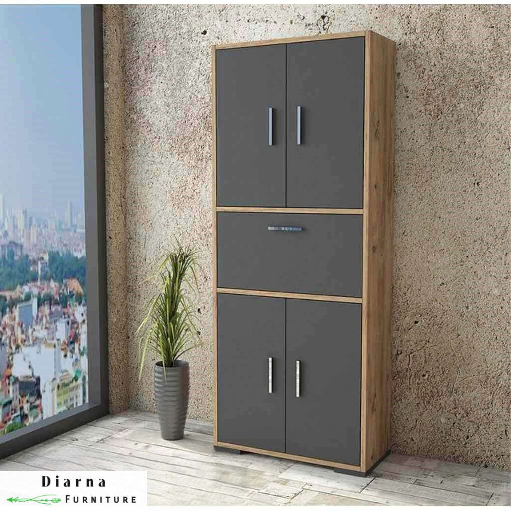 وحدة تخزين مطبخ -  بيج ورمادي