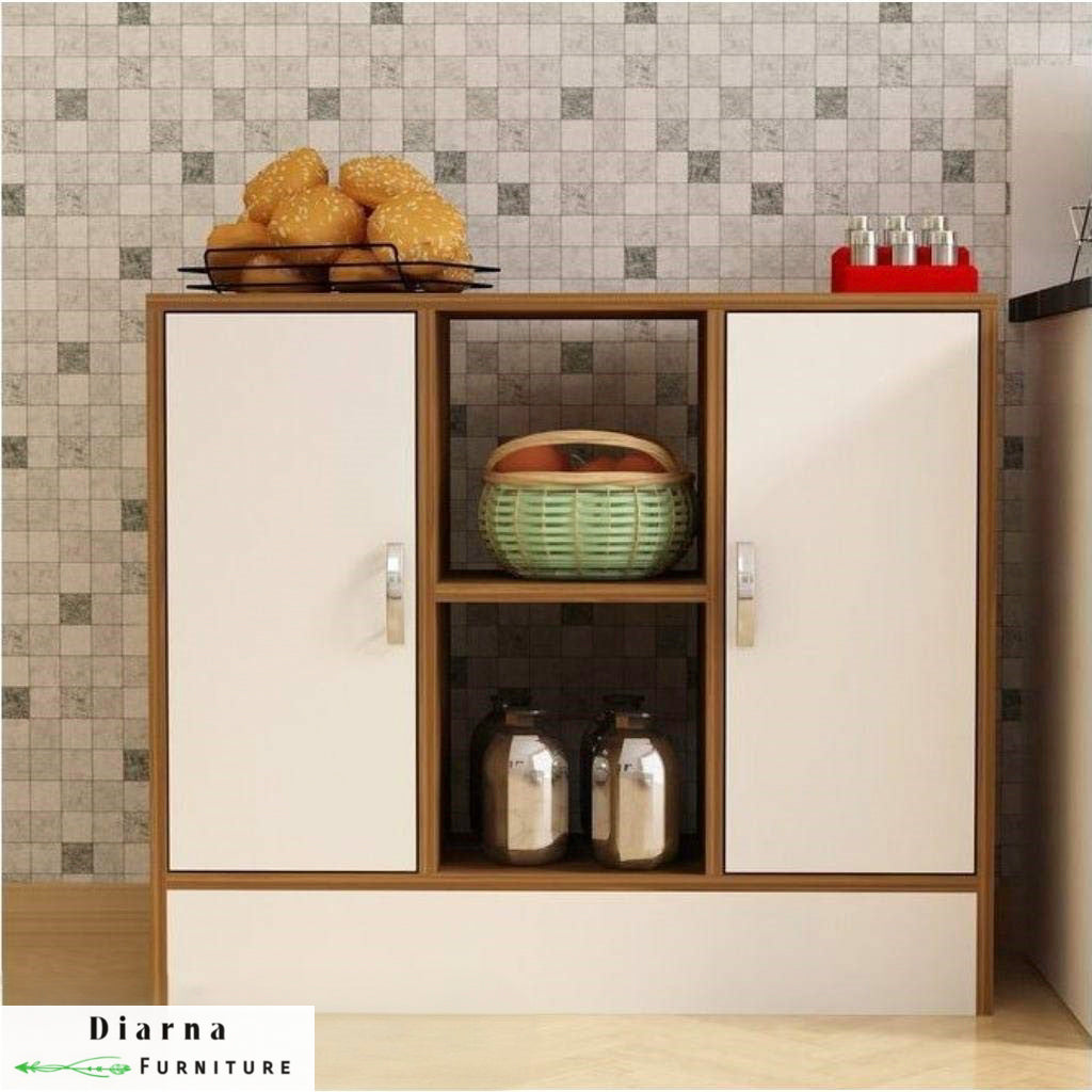 وحدة تخزين مطبخ -  بني وابيض