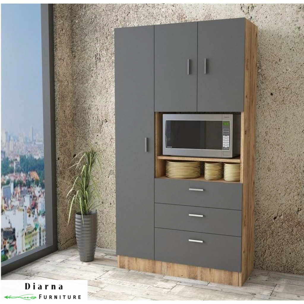 وحدة تخزين مطبخ -  بيج ورمادي