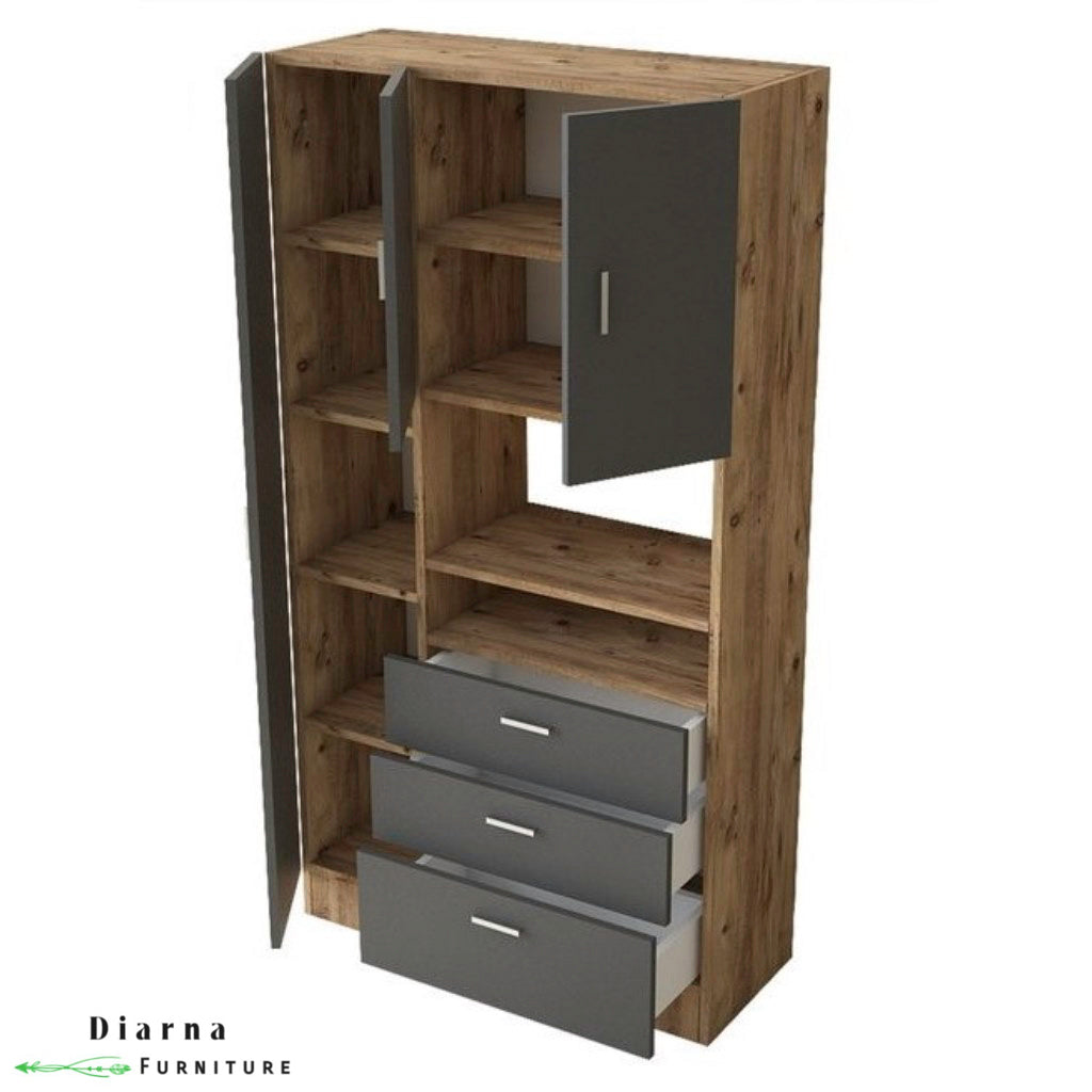 وحدة تخزين مطبخ -  بيج ورمادي