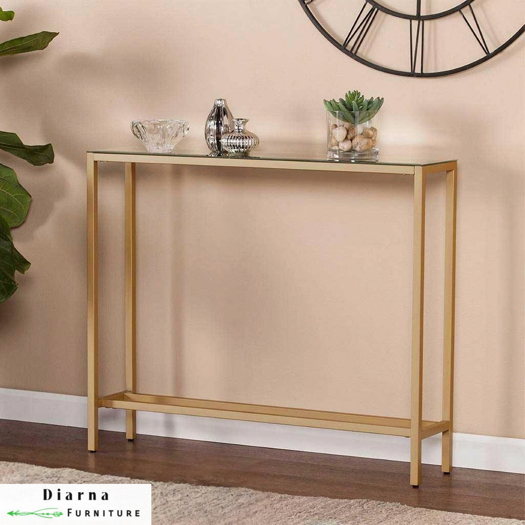 كونسول ستيل وزجاج ذهبي
