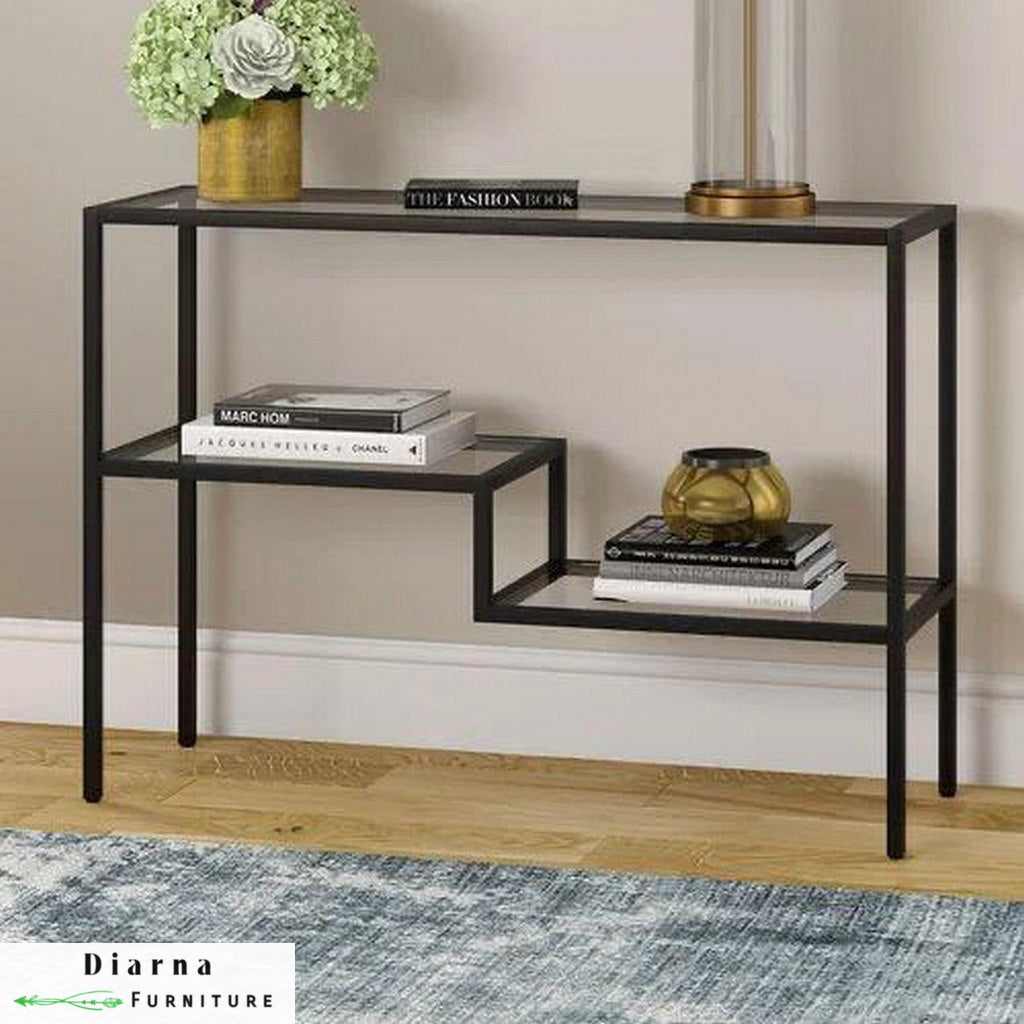 كونسول حديد وزجاج - أسود