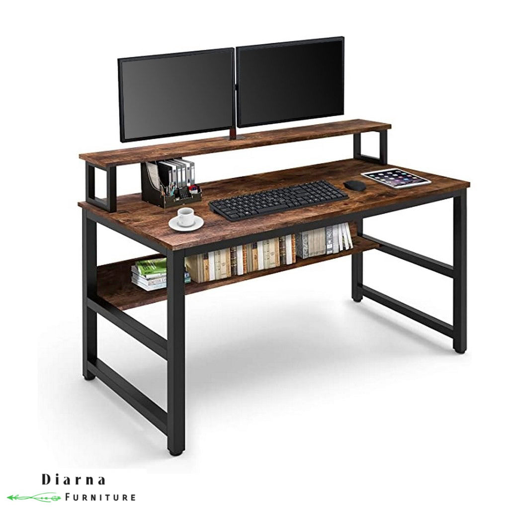 مكتب ستيل وام دي اف - اسود وبني