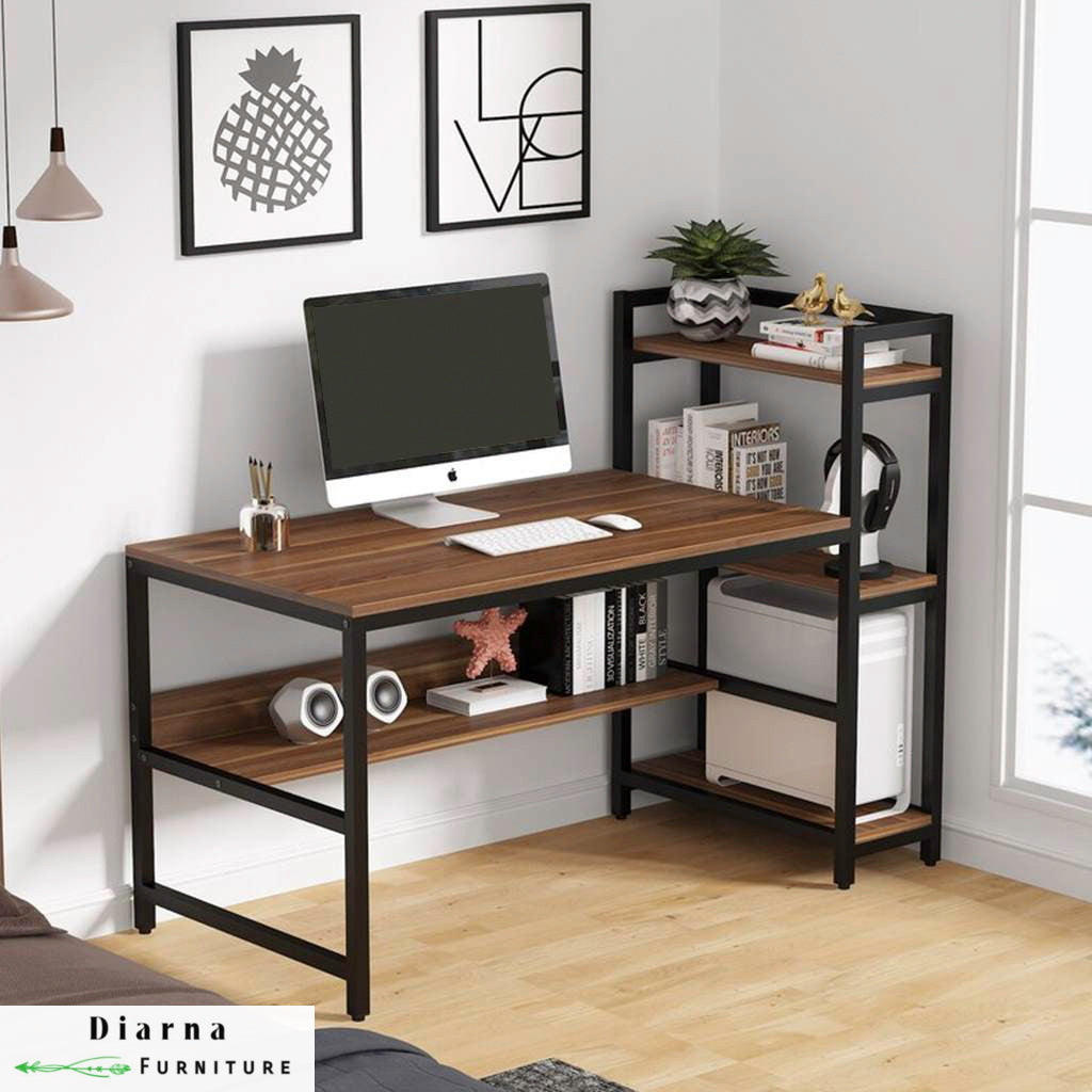 مكتب ستيل وام دي اف - اسود وبني