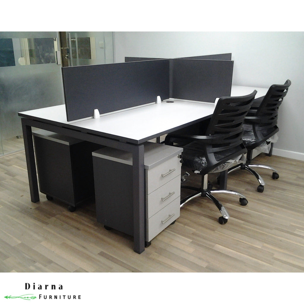 ترابيزة اجتماعات ستيل وام دي اف - اسود و ابيض