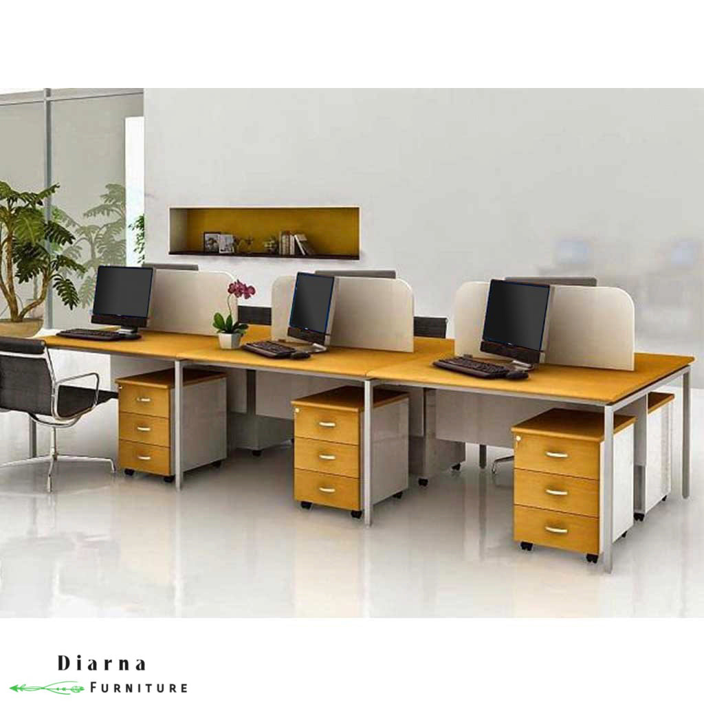 ترابيزة اجتماعات ستيل وام دي اف - بيج وابيض