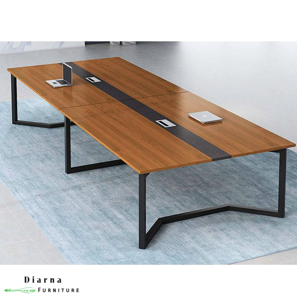 ترابيزة اجتماعات ستيل وام دي اف - اسود وبني